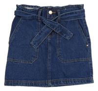 Modrá paper bag riflová sukně s páskem Denim Co.