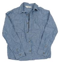 Modrá melírovaná lněná košile H&M