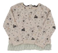 Svetloružová melírovaná mikina s baletkami a čipkovým volánikom George