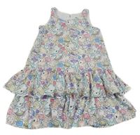 Smetanové šaty s obrázky a volánkem H&M