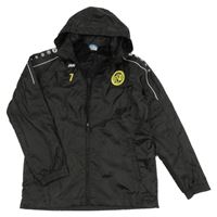 Čierna šušťáková jarná športová bunda s ukrývací kapucňou JAKO