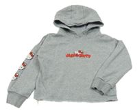 Sivá melírovaná oversize crop mikina s Kitty a kapucňou Sanrio