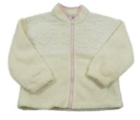 Smotanová huňato/šusťáková bunda s prešívanymi kvety PRIMARK