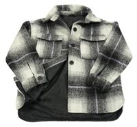 Černo-bílo-světlefialová kostkovaná podšitá košilová bunda St. Bernard