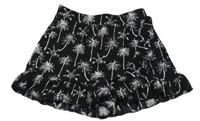 Čierne mačkané kraťasy s bílými palmami a sukní s volánikom Page one young