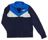 Tmavomodro-bílo-modrá thermo propínací mikina s logem PUMA