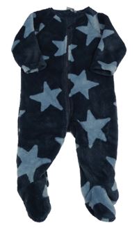 Tmavomodrá plyšová kombinéza s hviezdičkami Next