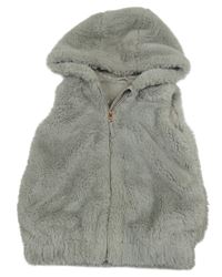 Šedá kožešinová podšitá vesta s kapuc Nutmeg