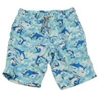 Modro-bílé batikované plážové kraťasy se žraloky a kladivouny C&A