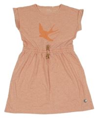 Korálové melírované šaty s vtáčikom YIGGA