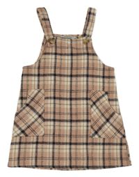 Pudrovo-smetanovo-čierno-hnedé kockované vlnené šaty PRIMARK