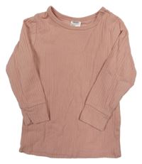 Svetloružové rebrované tričko H&M