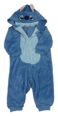 Modrá plyšová kombinéza s kapucí - Stitch Disney