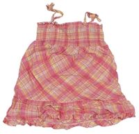 Ružovo-žlté trblietavé kárované žabičkové šaty Cherokee