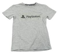 Světlešedé melírované tričko Playstation George