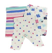 3x capri legíny - bílé puntíkaté + bílé květované + barevné pruhované George
