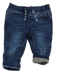 Tmavomodré podšité rifle s úpletovým pasem Denim Co.