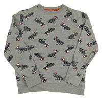 Sivá melírovaná mikina s dinosaurami Urban