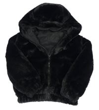 Černá kožešinová podšitá bunda s kapucí Dunnes