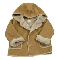 Hnědá semišová zateplená bunda s kapucí Zara