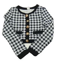 Čierno-biela vzorovaná crop mikina Shein