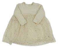 Béžové úpletovo/tylové šaty s hvězdami George