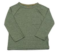 Khaki melírované tričko s vreckom Tu