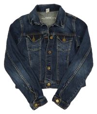 Tmavomodrá riflová crop bunda GAP