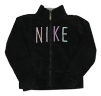 Černá plyšová propínací mikina s nápisem Nike