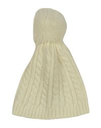 Smotanová pletená čapica s brmbolcom