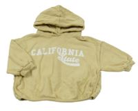 Písková oversize mikina s nápisem a kapucí Next