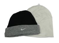 2x bavlněná čepice - smetanová + černá s logem