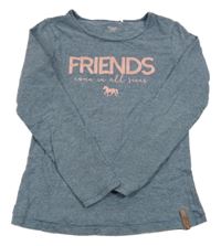 Tmavomodré pruhované tričko s nápisom a koněm Yigga