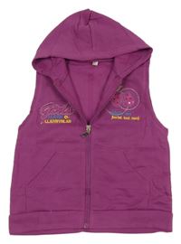 Fialová tepláková prepínaci vesta s ovociem a kapucňou