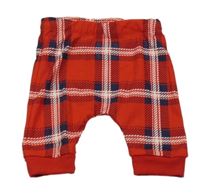 Červeno-tmavomodro-biele kockované ľahké tepláky