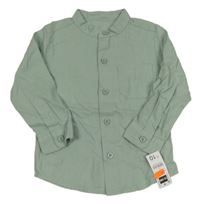 Nové - Zelenošedá lněná košile Dunnes