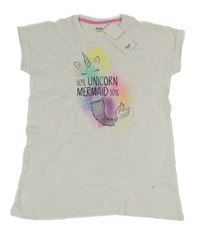 Nové - Bílé tričko s jednorožcem Yigga