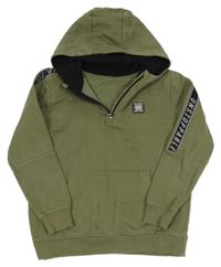 Khaki mikina s nášivkou a kapucňou George