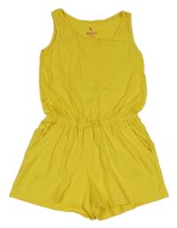 Horčicový bavlnený kraťasový overal Pepperts