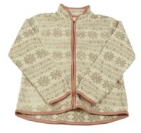 Béžová vzorovaná fleecová propínací mikina