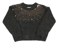 Tmavosivý vlnený sveter s flitrami Primark