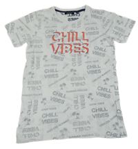 Biele tričko s nápismi a palmami Blue Seven