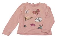 Ružová ľahká mikina s obrázkami H&M