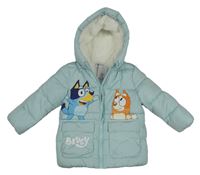 Nové - Světlemodrá šusťáková zimní bunda s Bluey a kapucí