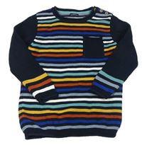 Tmavomodro-farebný pruhovaný sveter Next