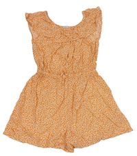 Oranžový květovaný lehký kraťasový overal s volánem Primark