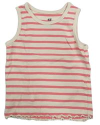 Ružovo-svetloružový pruhovaný rebrovaný crop top H&M