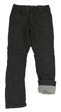 Antracitové vzorované podšité skinny kalhoty C&A