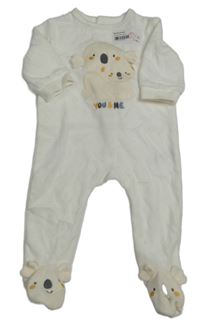 Biely zamatový overal s koalami