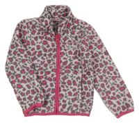 Ružovo-sivá leopardí prepínaci fleecová mikina